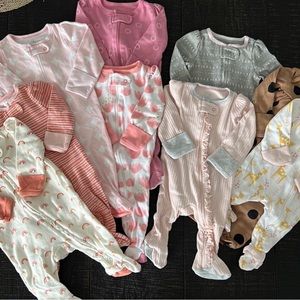 Baby Girl Newborn 0-3 Months Footed Pajamas and Dress